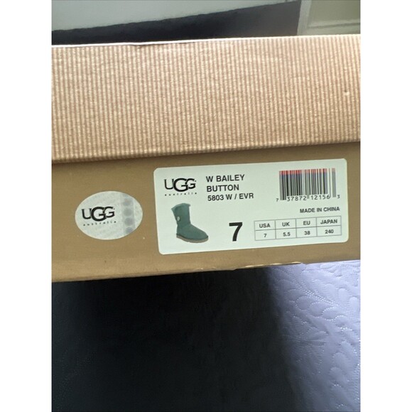 UGG W Bailey Button Emerald Green  Fur Boots Womens SZ US 7/UK 5.5 Glam Chic - Picture 16 of 16